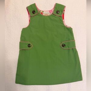 The Beaufort Bonnet Company Green Piped Girls' Jumper with Pink Trim